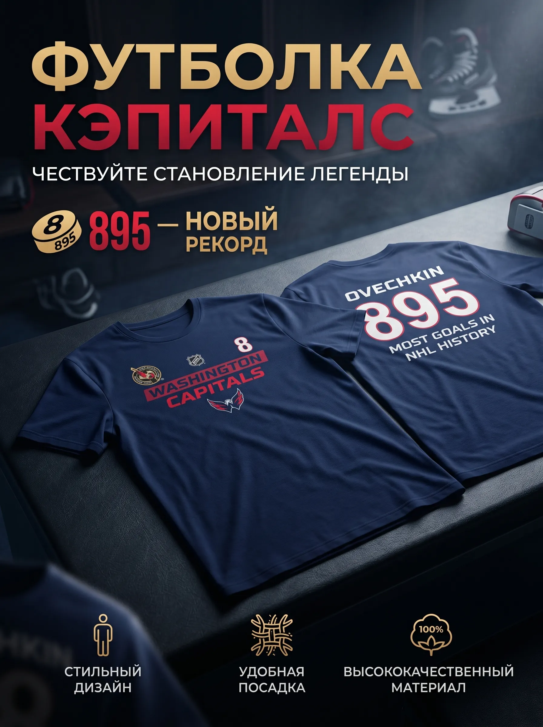 Футболка Вашингтон т.синяя OVECHKIN 895