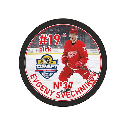 Шайба Игрок НХЛ EVGENY SVECHNIKOV Детройт Pick #19 DRAFT2015