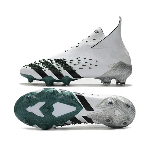 Бутсы Adidas Predator Freak+ FG бело-зеленые