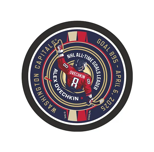 Шайба Игрок НХЛ OVECHKIN 895 NHL ALL-TIME GOALSLEADER APRIL 6, 2025 1-ст.