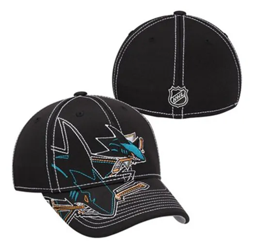 Бейсболка Сан-Хосе Reebok 01 San Jose Sharks Black Face Off Draft Spin Flex Hat