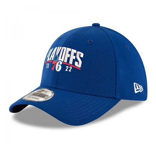Бейсболка Philadelphia 76ers New Era 2022 NBA Playoffs Arch 39THIRTY Flex Hat - Royal